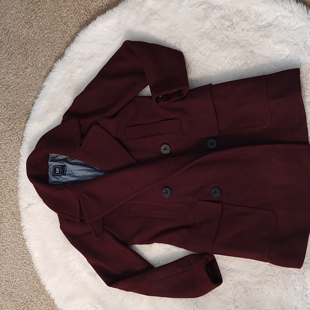 Burgundy, Gap, Pea Coat, Medium